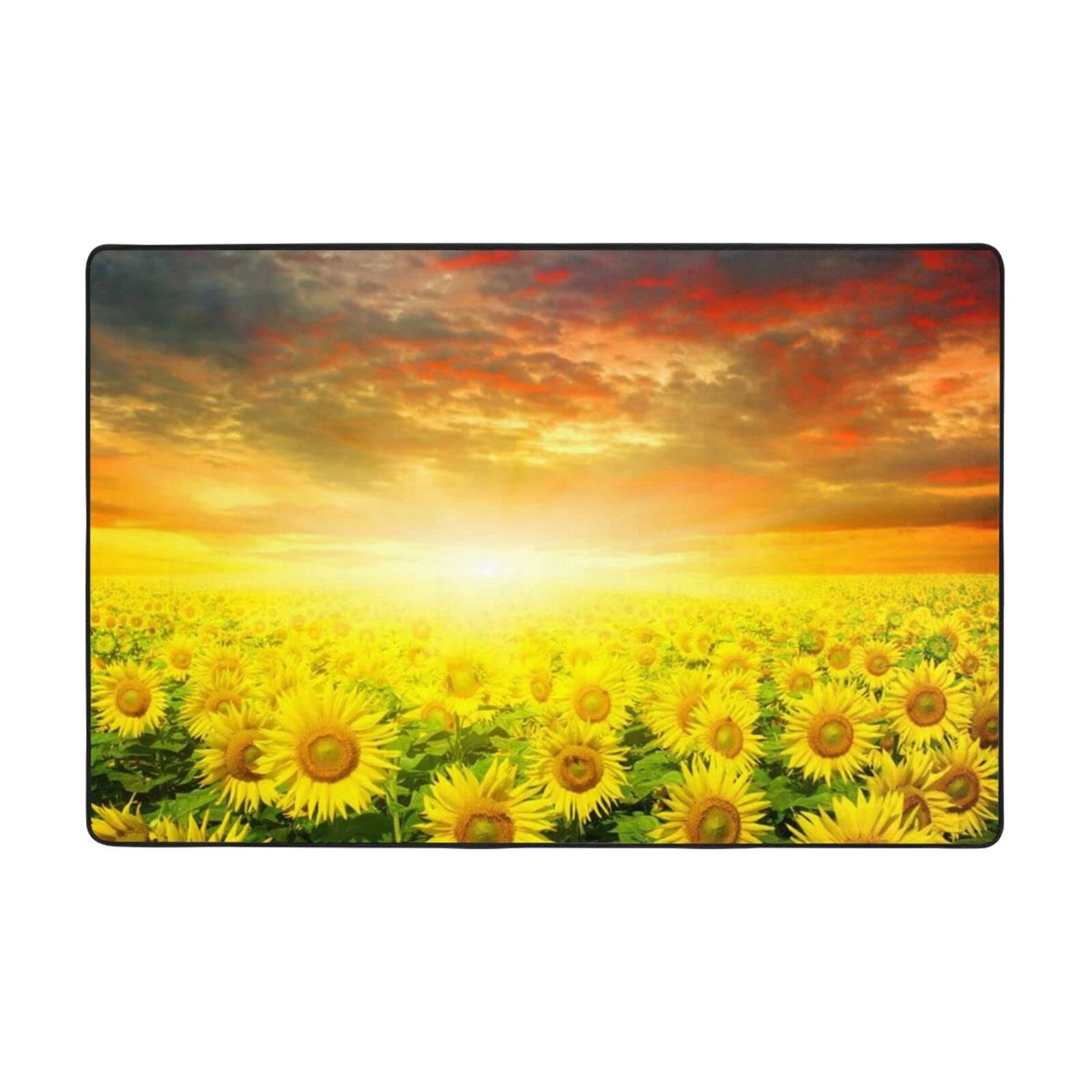 Tapis flanelle douceur premium motif tournesol haute définition