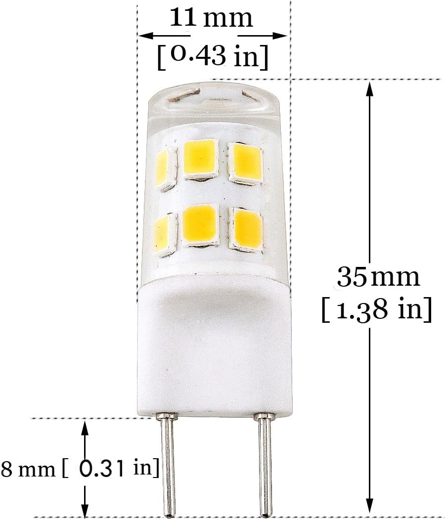 Bonlux LED G8 Light Bulb 2 Watts Warm White T4 G8 Base Bi-pin Xenon JCD Type LED 120V 20W Halogen Replacement Bulb for Under Counter Kitchen Lighting, Under-Cabinet Light, Puck Light (Pack-5)