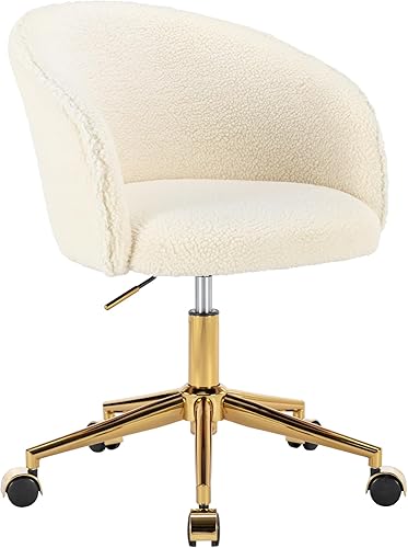 Miniatura 9 de KCC Silla de escritorio de terciopelo para oficina, cómoda silla giratoria moderna con ruedas, silla de maquillaje tapizada de tela de terciopelo