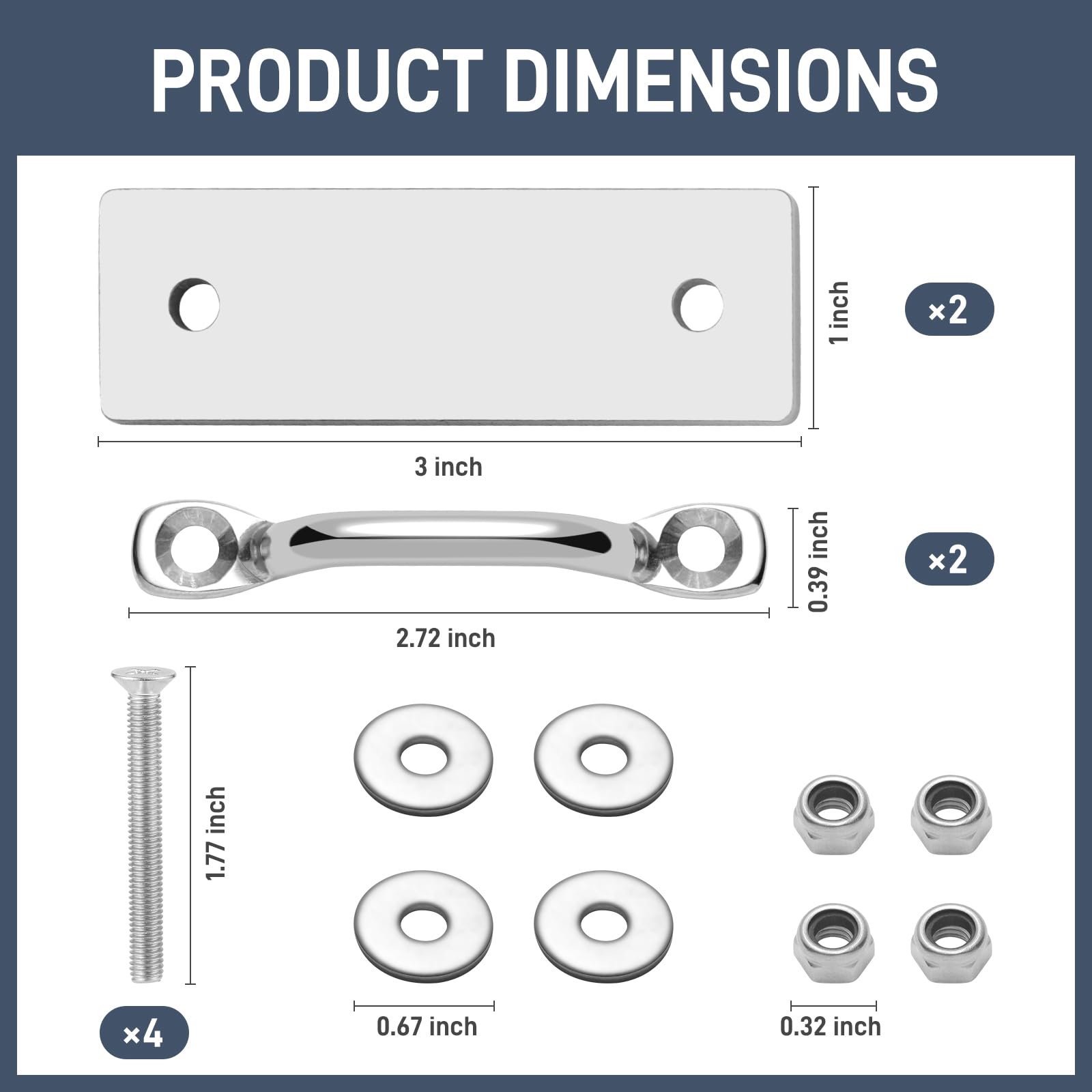 Boat Dock Ladder Hardware Attachment Kit Replacement for RecPro Marine Pontoon and Dock Ladders,Folding Pontoon Ladders AL-A3 AL-A4 AL-A5 & AL-C4 (2 Pack)