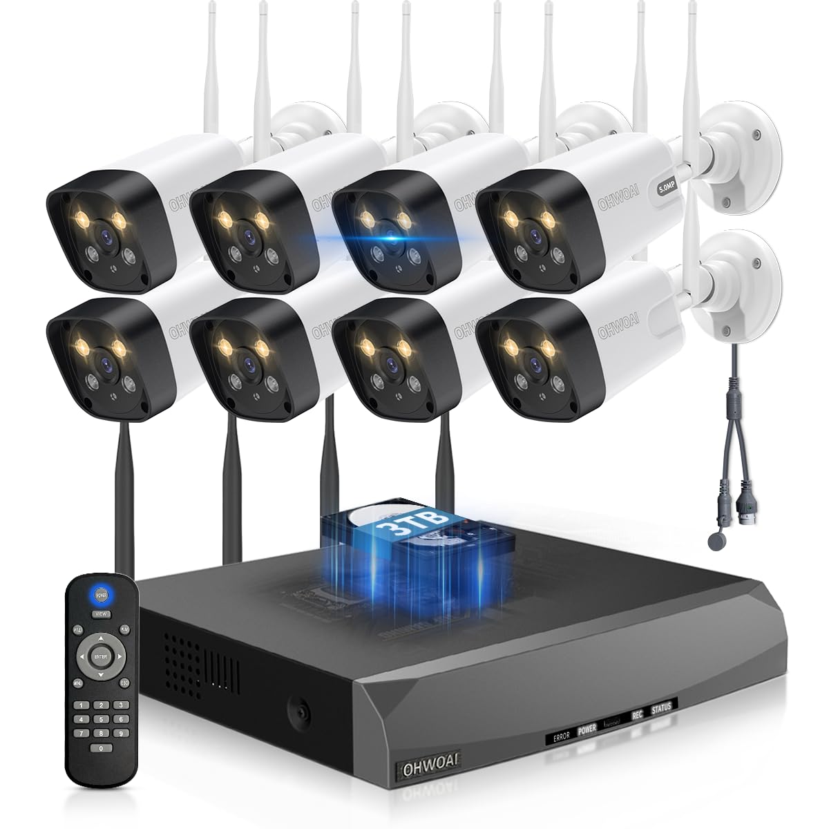 《Dual Antennas & 130°Wide Angle Lens》Wireless Security Camera System Outdoor, WiFi Cameras for Home Video Surveillance Systems
