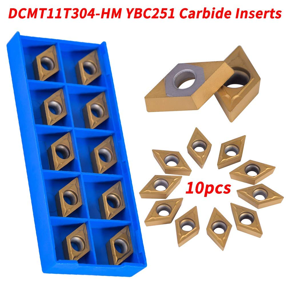 Inserti per Tornio in Metallo Duro CNC 10 Pezzi DCMT Inserti per Tornitura Utensili per Tornitura con Scatola