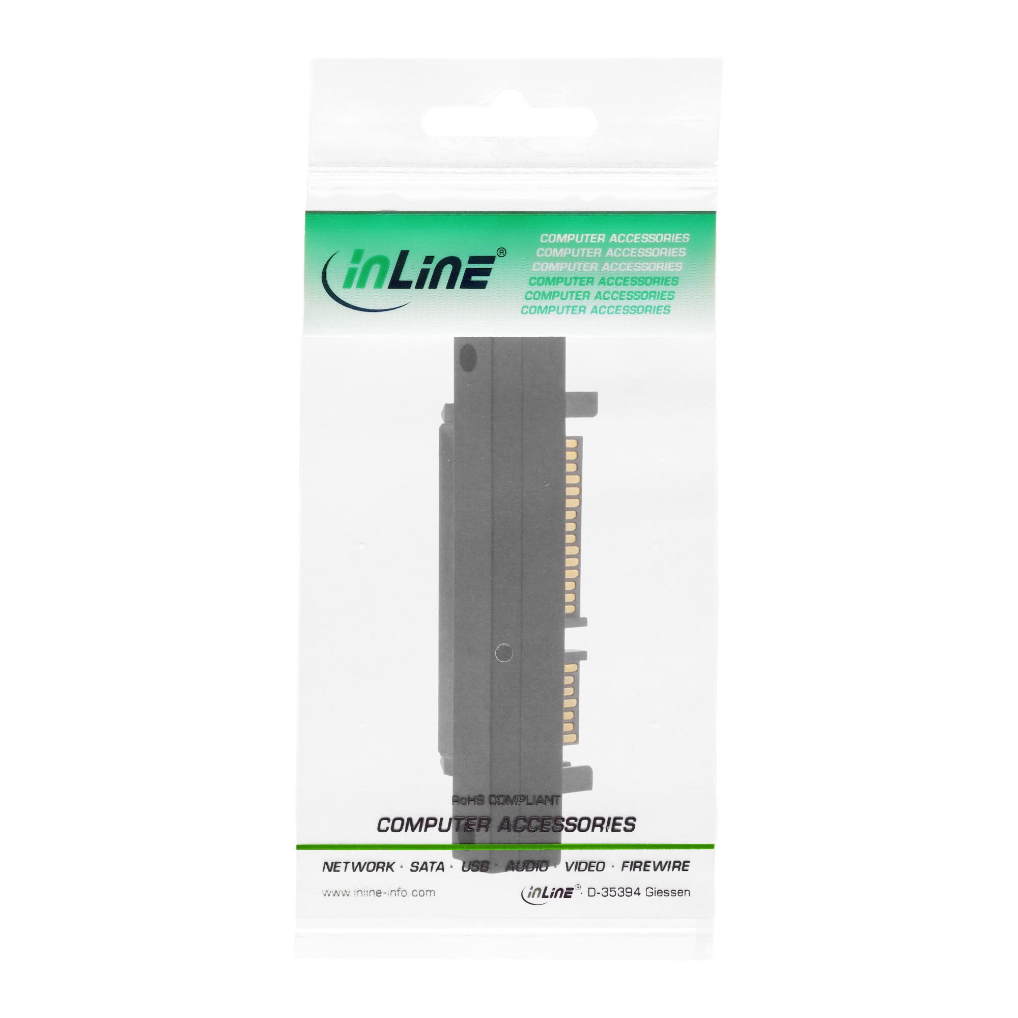 InLine SATA Adapter - 22-Pin Male To Female Upwards Angled Connector