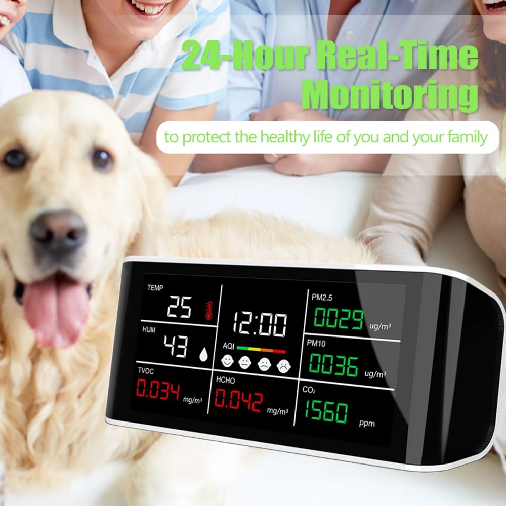 Detector de Calidad de CO2 con Pantalla LCD Grande, probador de Sensor de Gas PM2.5/10/HCHO, Temperatura