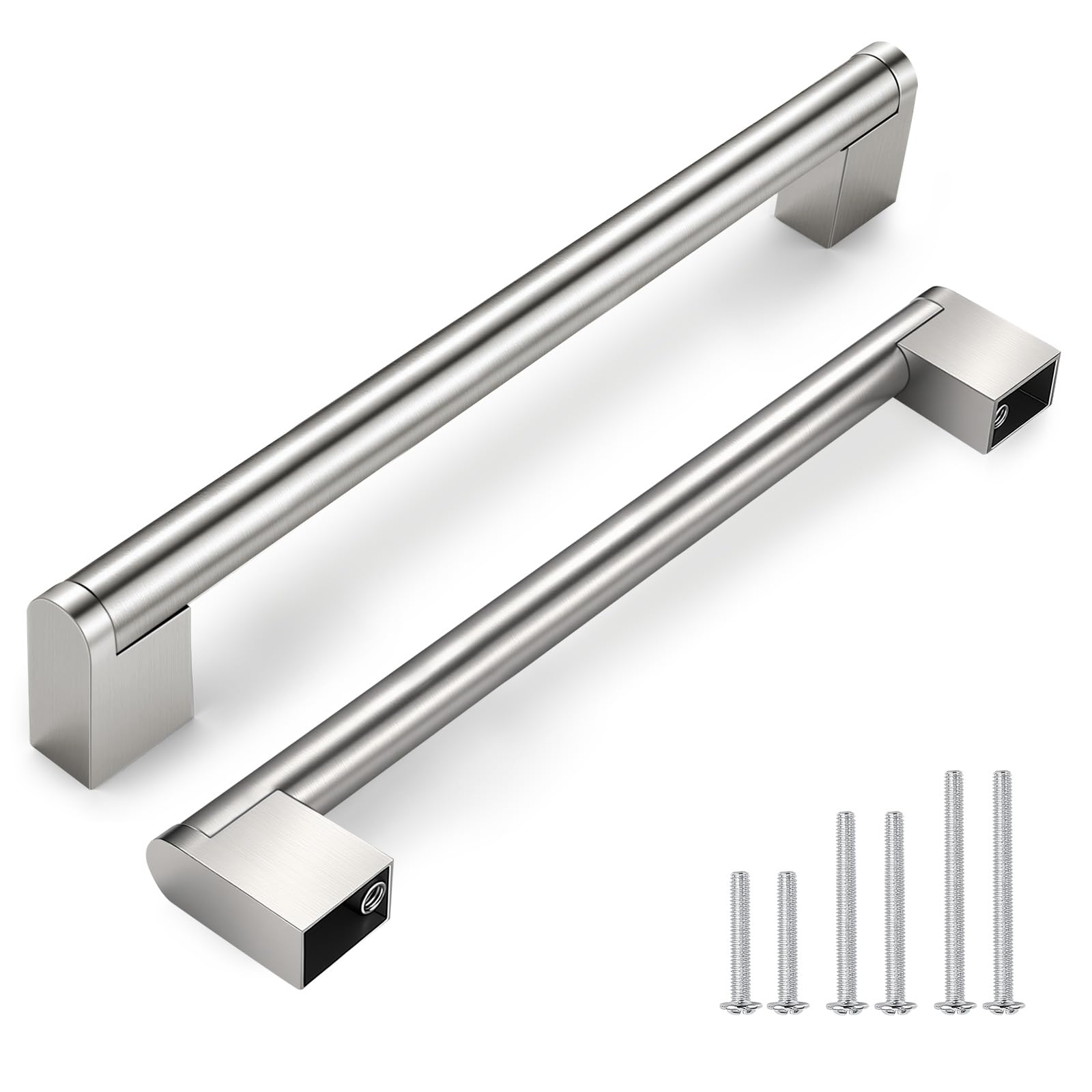 Photo 1 of EZRENOVA 10 Pack Brushed Nickel Cabinet Pull Handle – 6.25 inch (160mm) Hole Spacing and 14mm (0.55") Tube Diameter – Modern Drawer Handle for Kitchen, Bathroom Cabinets & Furniture