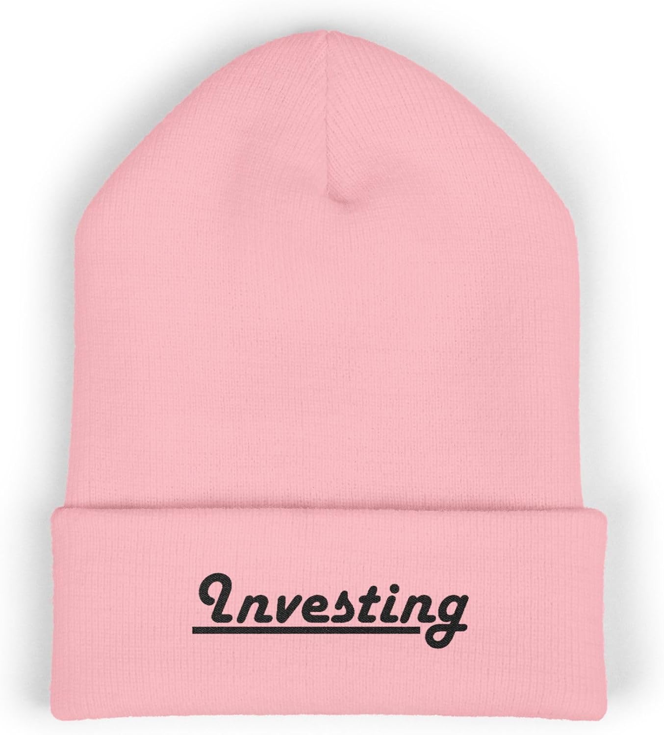Premium Classic Cuffed Beanie Hat - Investing Embroidery Message