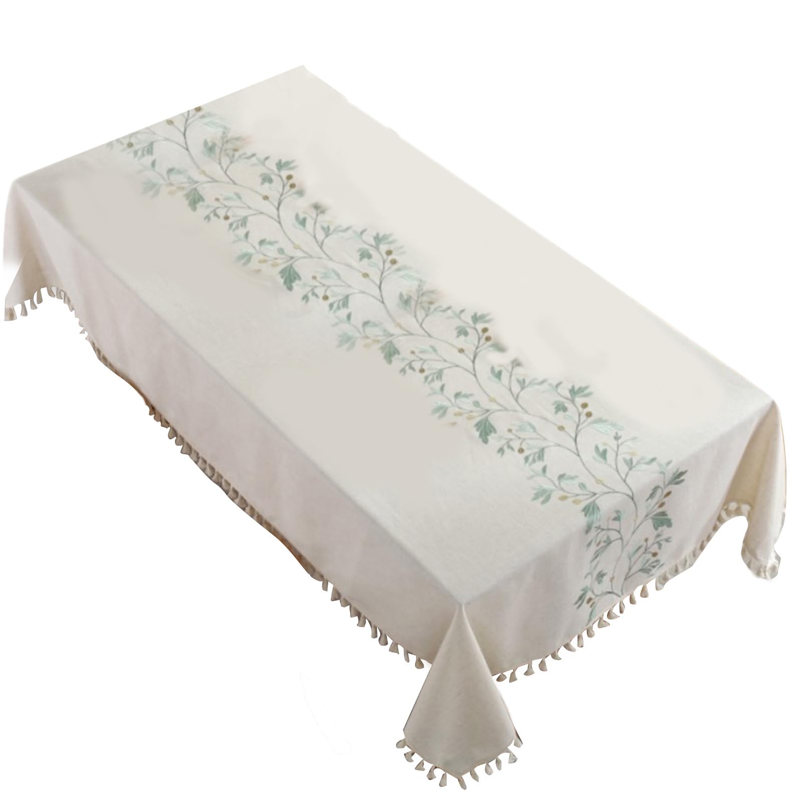 Tsophreniq Print Tablecloth Cotton Linen with Tassels Rectangular for Dining Table Wedding Background Decoration Coffee Casual Elegant Tablecloth