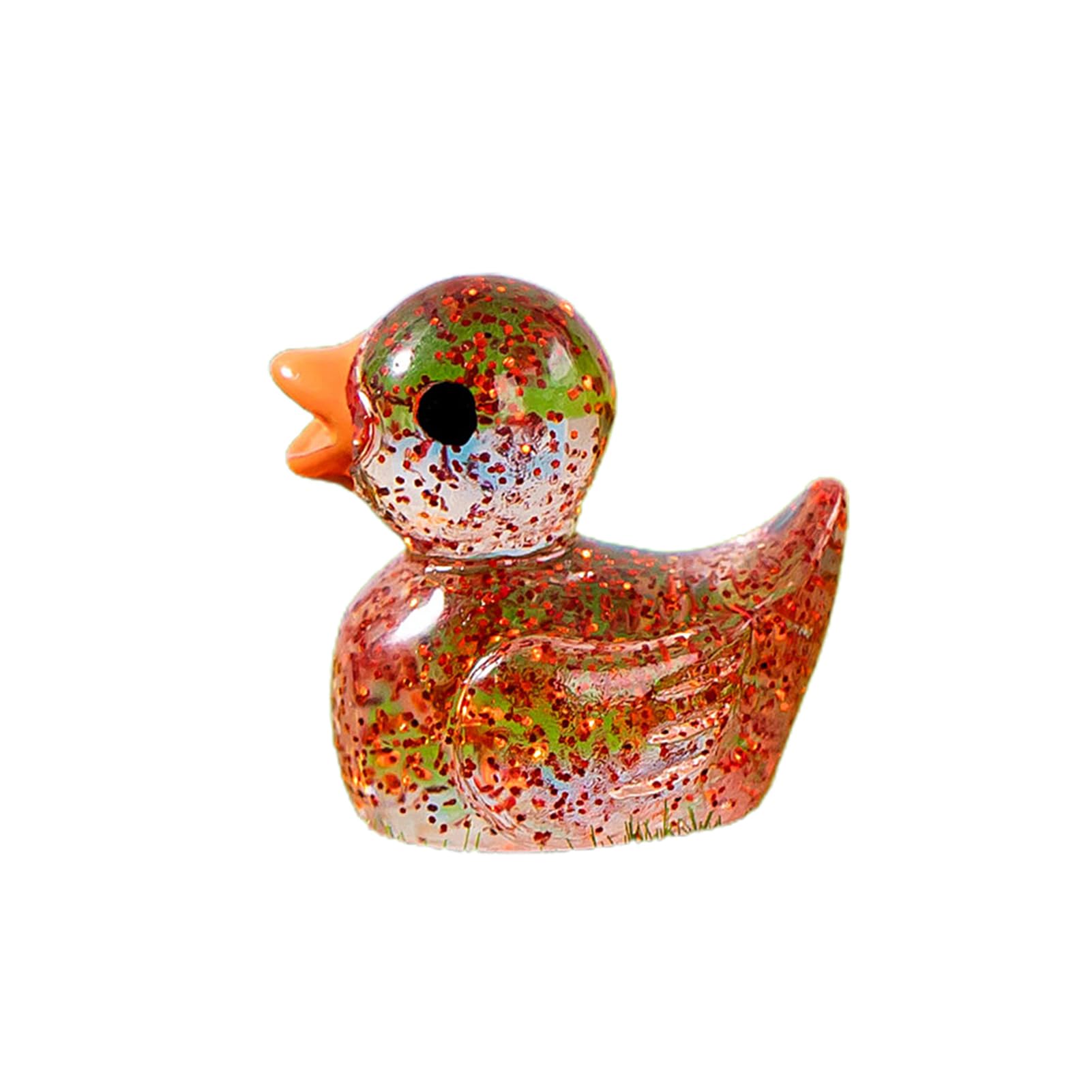 Porceosy Red Duck Ornaments For Home Microlandscape Mini Glitter Clear Cute Resin Craft Desktop Colorful Figure Figurine Statue Dollhouse Garden Decoration (1, )