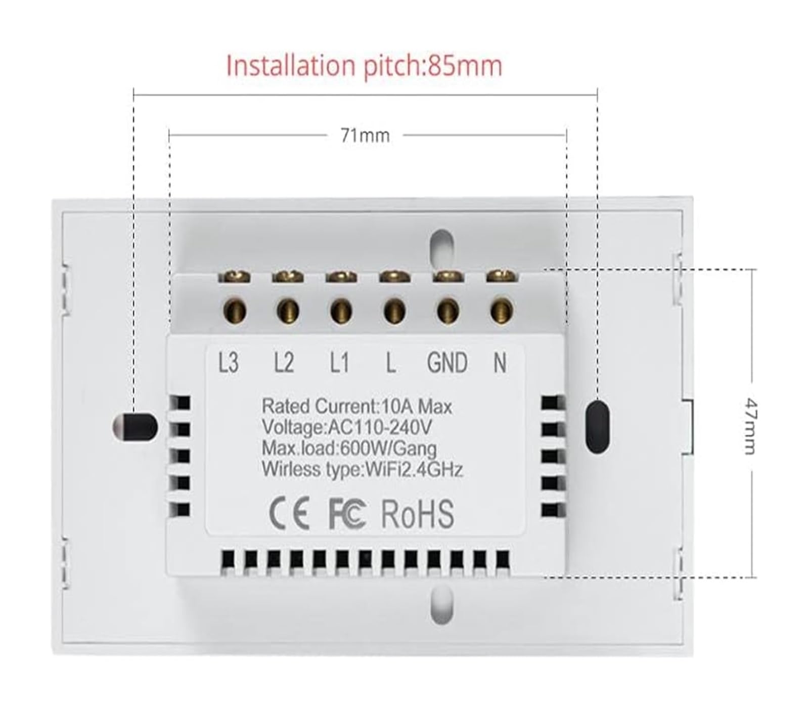 Interruptor de luz inteligente táctil 110-240V sin cable neutro multicolor 1-4 bandas(Ivory)