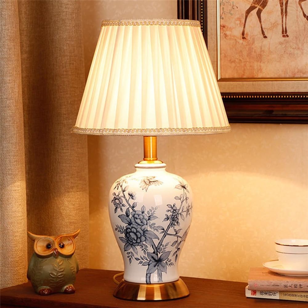 Contemporary Flowers and Birds Ceramics Table Lamp The American Village Living Room Bedroom Study Villa Hotel Bedside Desk Lamp (Style 3)