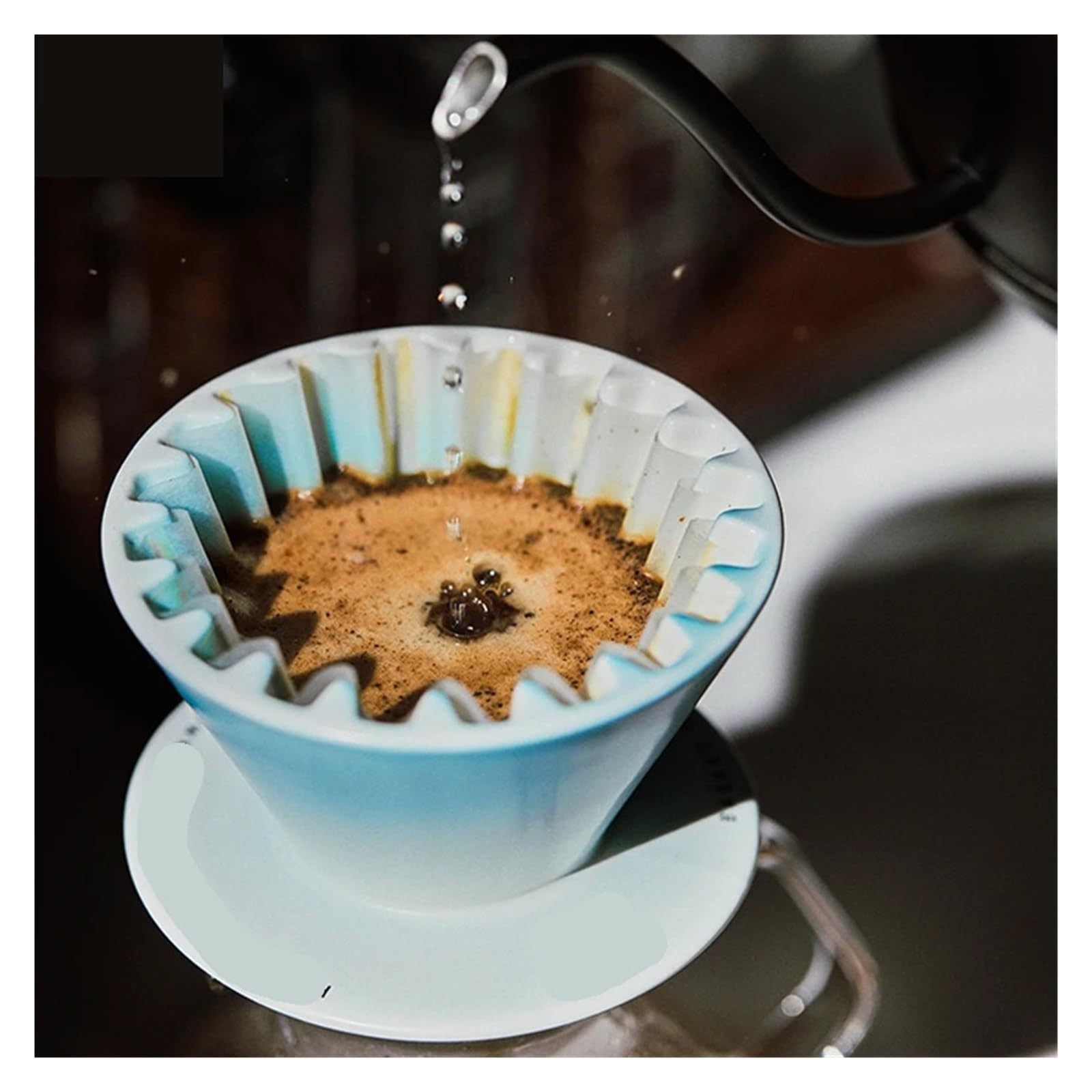 Compatible Con Viajes, Accesorios De Barista, Cafetera For Verter Pastel De Cerámica, Filtro De Café, Gotero, Filtro Reutilizable, Soporte De Goteo De Cono(2-4Cup Blue)