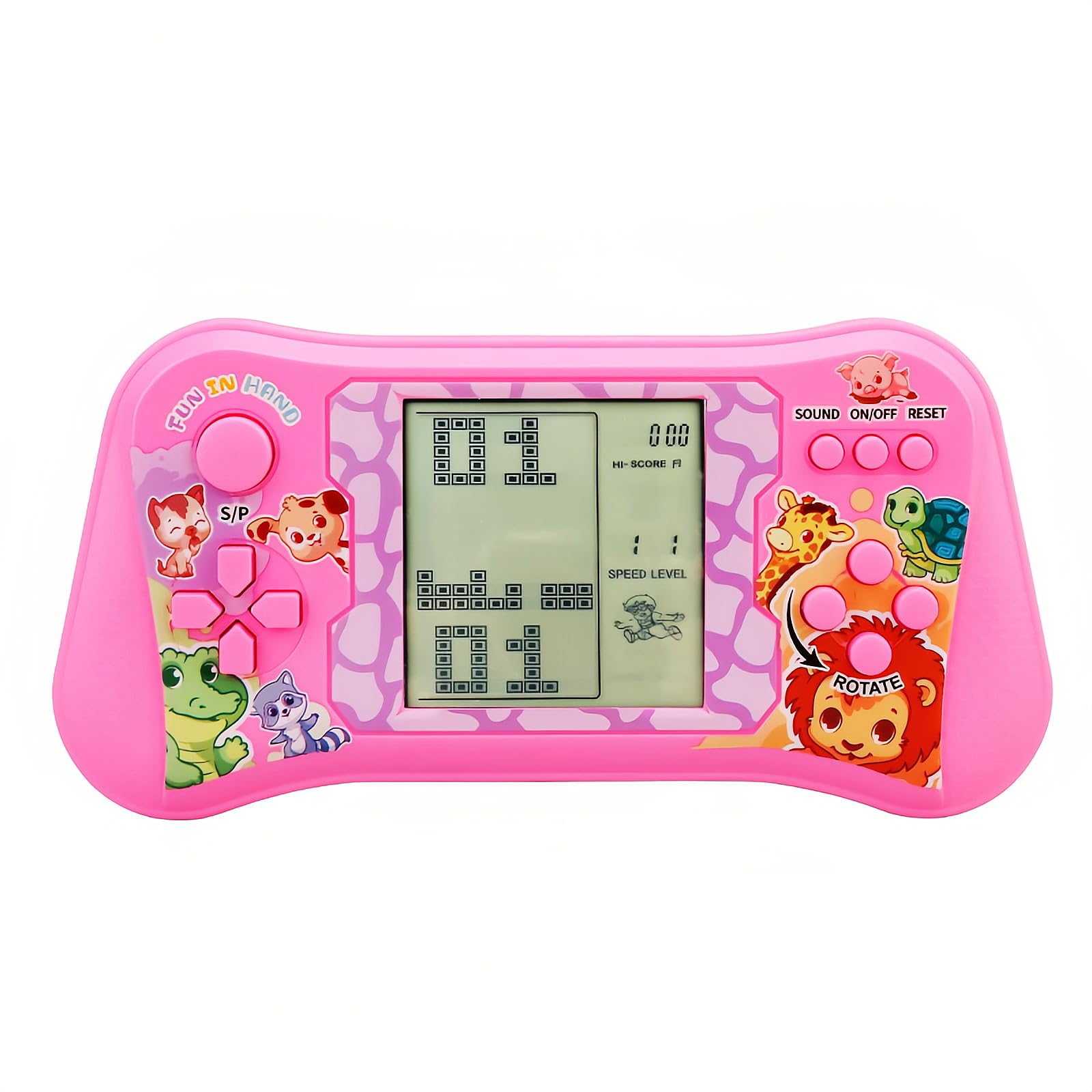 TAQY Joystick Block Game Console 999 in 1 Games Brick Game/Racing/Tank Battle Retro Game Console Pocket Console 70/80/90s Memories Developmental Toys Handheld Gaming Device Children's Gifts (Pink)