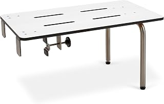 Redondo 26.5-inch x 16-inch White Phenolic Portable Tub Seat for Adults with Adjustable Legs and Dual Clamps