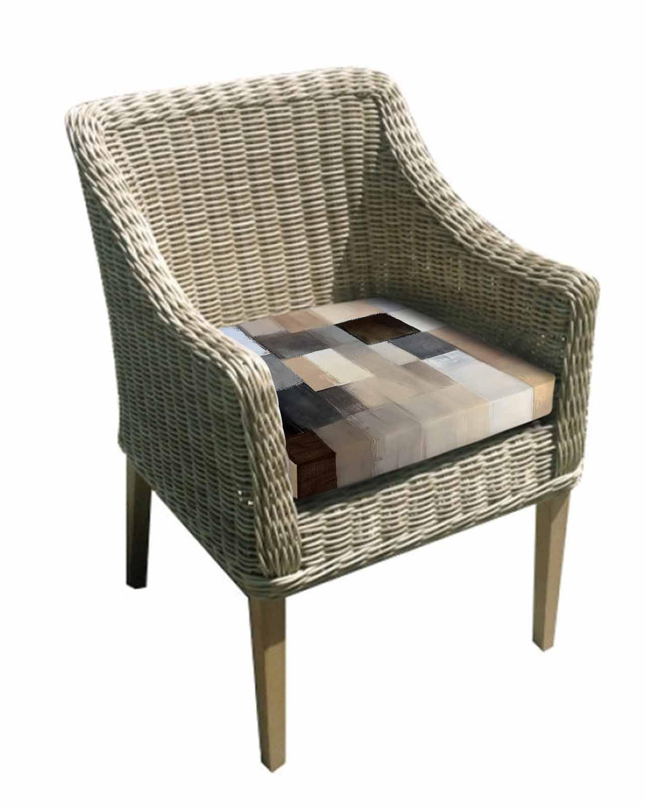 2 Pack Brown Beige Plaid Waterproof Cushion Covers with Ties, Outdoor Patio Chaise Lounge Chair Seat Cushion Slip Covers Replacement(Only Cover) Abstract Oil Painting Checkered 20