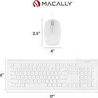 Vista 8 de Macally 104 Key USB Wired Keyboard and Mouse Combo with Apple Shortcut Keys for Mac, iMac, Macbook, and Windows PC (MKEYECOMBO), White