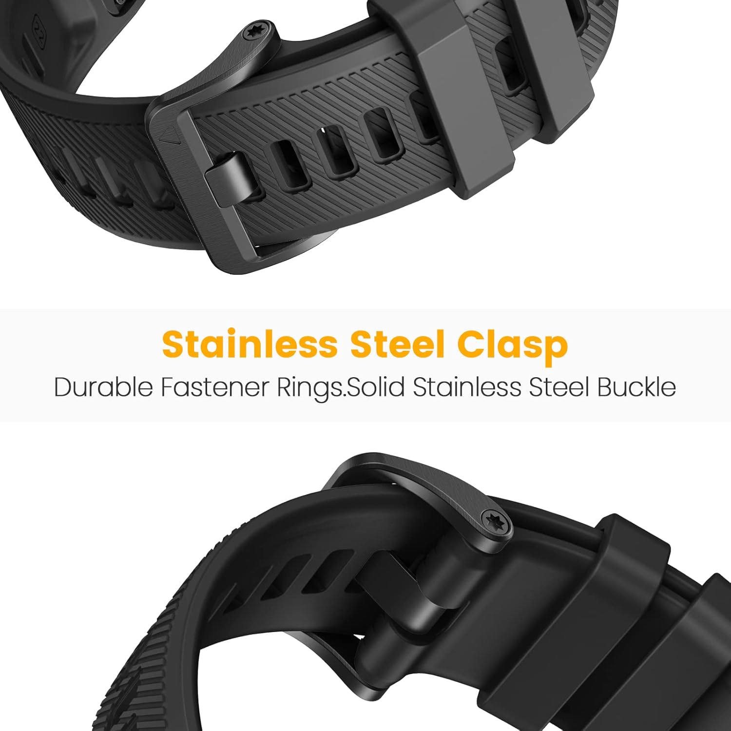 ANCOOL for Garmin S62 Watch Band/Forerunner 945/955/965 Watch Bands 22mm Silicone Band for Fenix 8 47mm/Fenix 7/6/5 Bands Replacement for Fenix 6 pro/7 pro/Epix Gen 2 47mm(Black) - Image 5