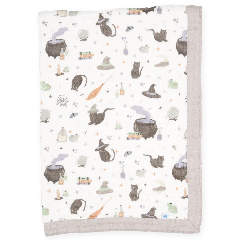Little Unicorn New LU Cotton Muslin Baby Quilt - Cats and Cauldrons, 30x40'