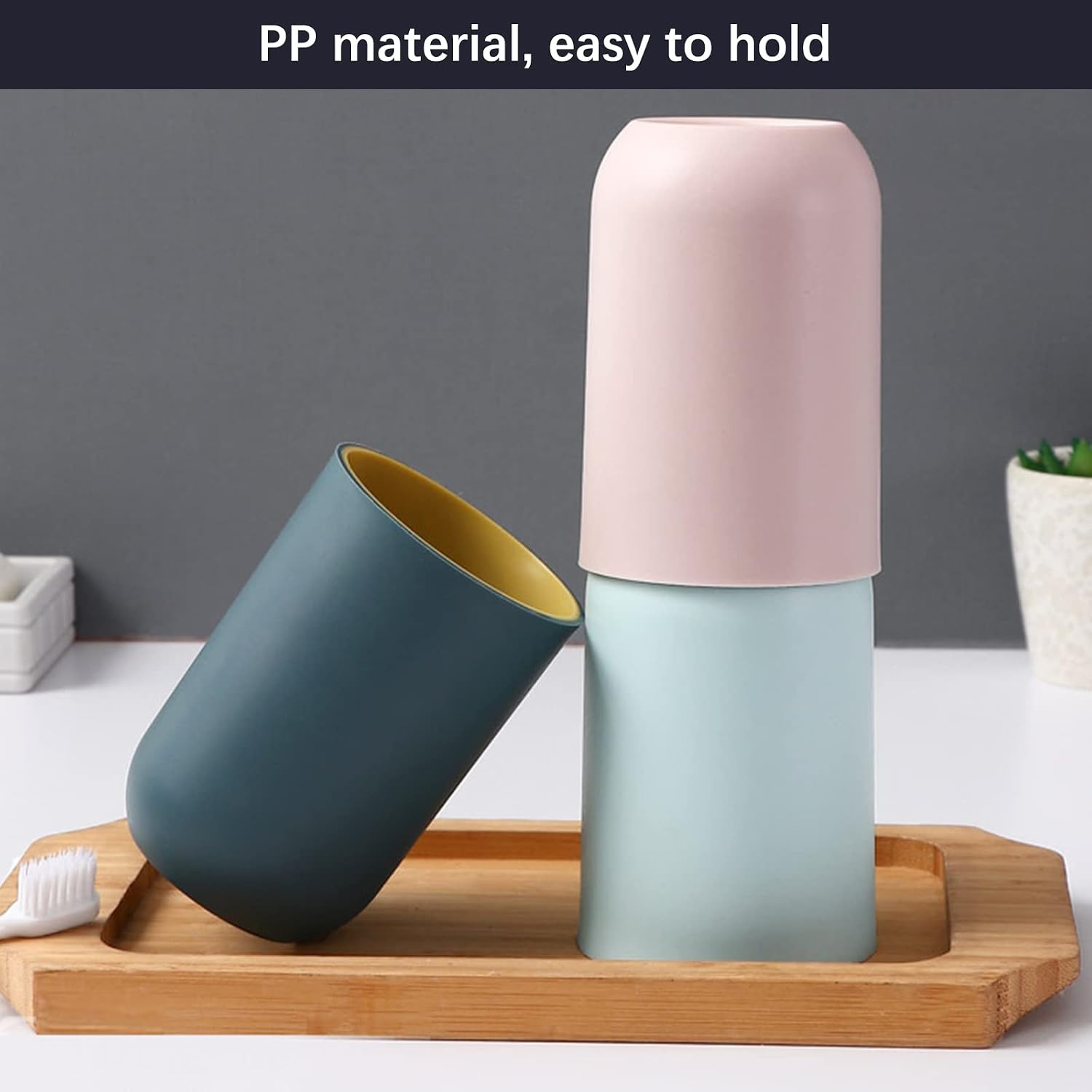 Bathroom Cups, Unbreakable Reusable Drinking Cups Set of 4 Colors Plastic Toothbrush Holder Tumbler 330ml Dishwasher Safe