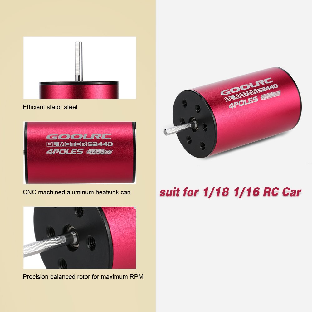 GoolRC s2440 4個セットブラシレスモーター1/18 1/16カー Amazon.com: GoolRC S2440 4000KV Sensorless Brushless Motor for 1