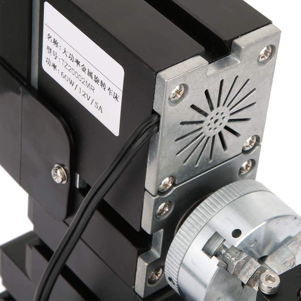 Mini torno giratorio, 60W Mini metal torno giratorio 12000RPM Motor para mecanizado de plástico de madera metal vidrio