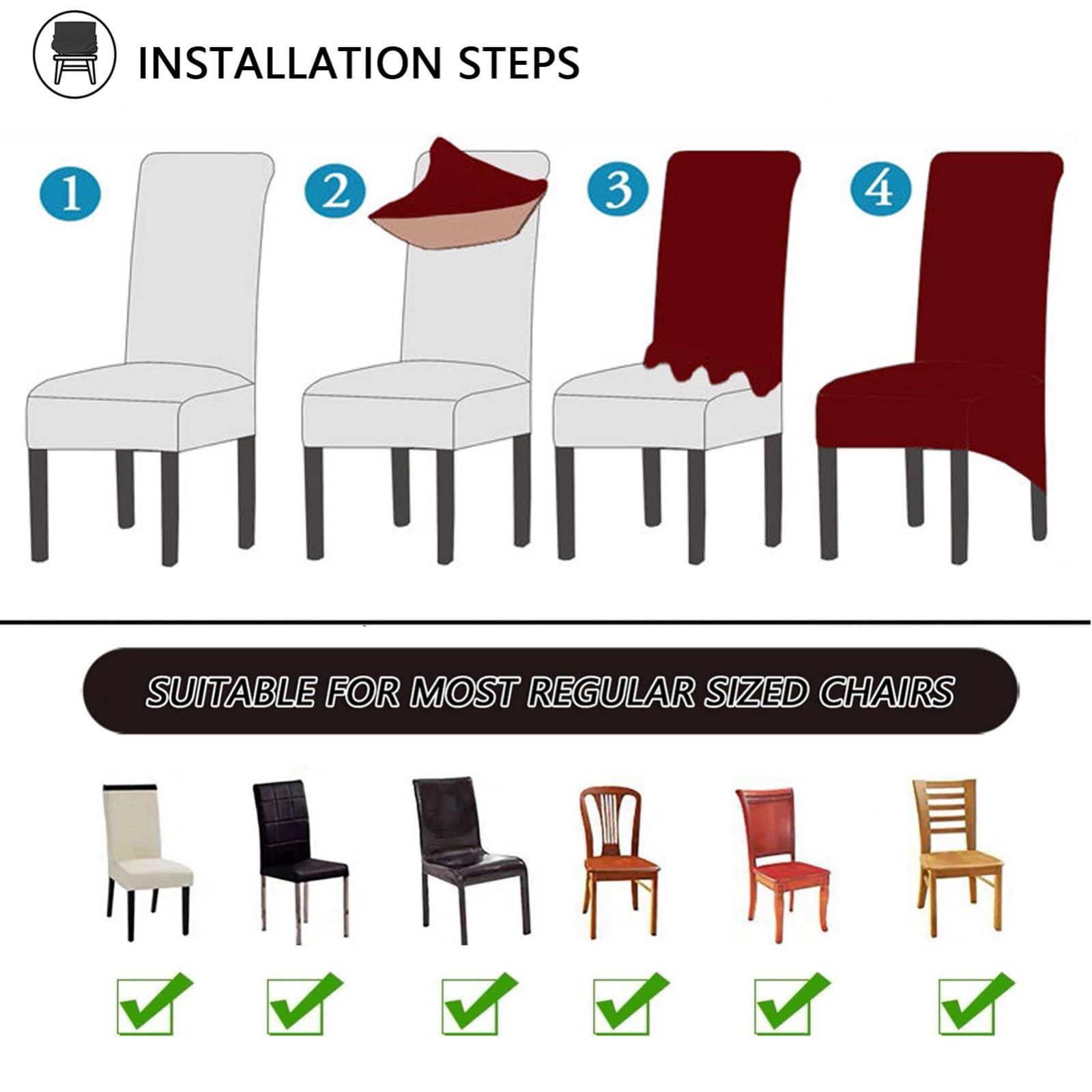 Stuhlhussen für Esszimmerstühle 2/4/6er-Set,Dehnbar Moderne Fit Esszimmer Stuhlhussen mit Hoher Rückenlehne,für Küche und Wohnzimmer(Light Gray,6Pcs)