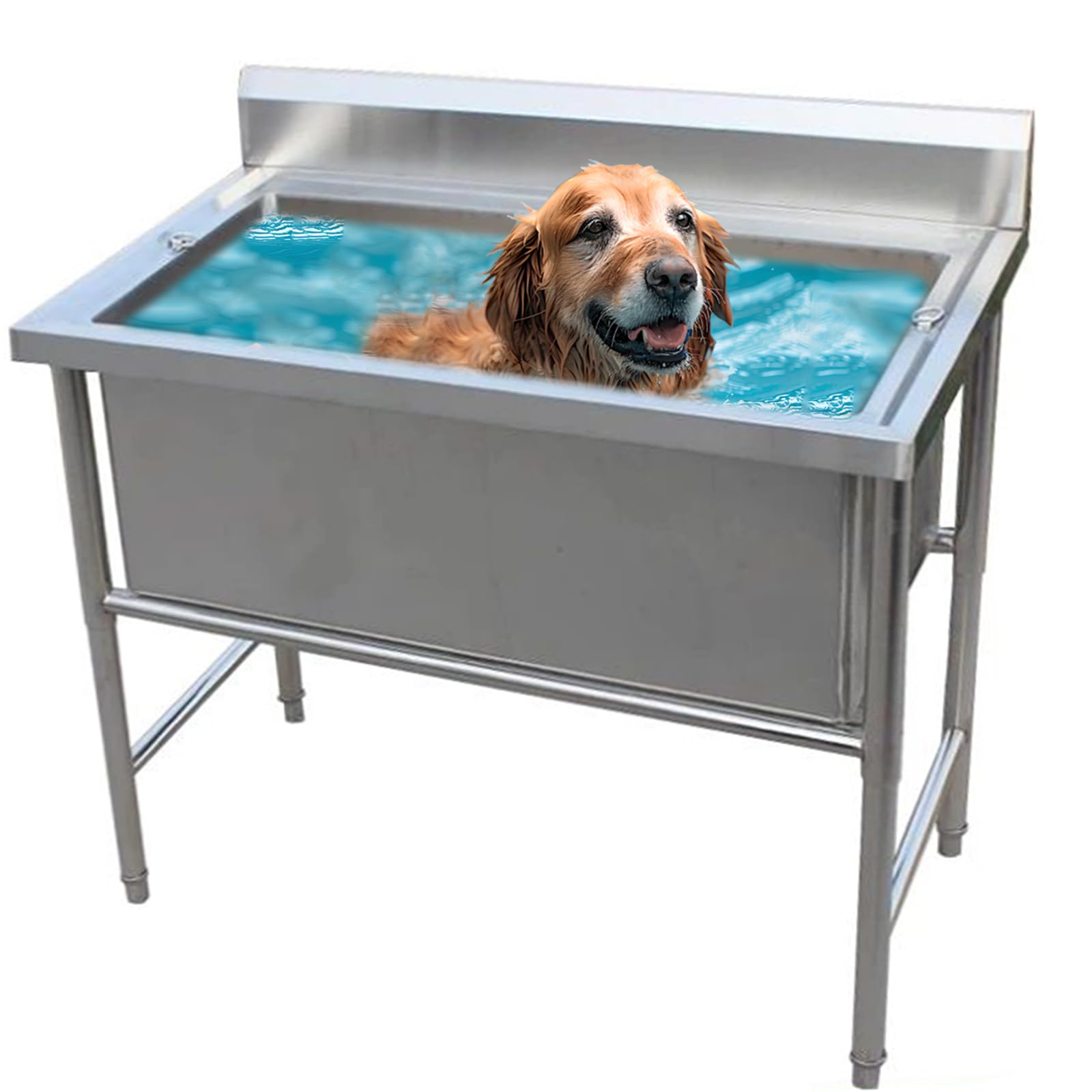 Vasca da bagno per cani, in acciaio inox, per animali domestici grandi e piccoli, con rubinetto, attrezzatura professionale per la toelettatura degli animali domestici