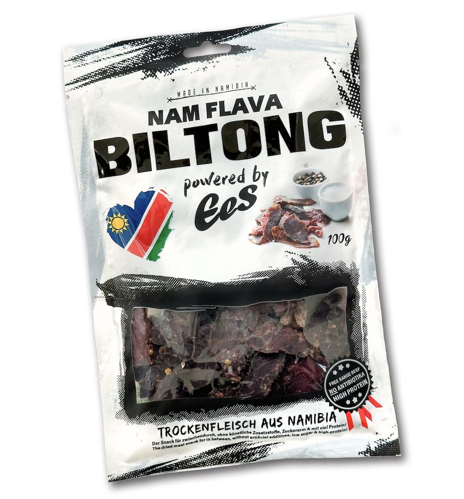 Nam Flava - Original Biltong aus Namibia - 1 kg (10x100 g) - Trockenfleisch, Beef Jerky, viel Protein