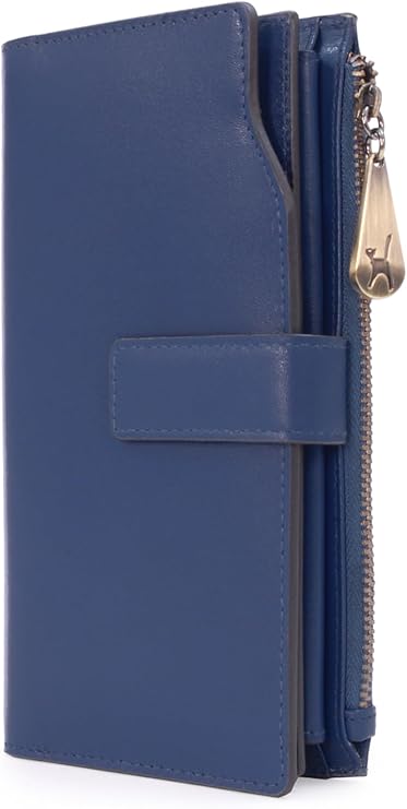 Catwalk Collection Handbags - Groot Leren Portemonnee voor Dames - Damesportemonnee met Telefoonvak, Muntvak en 20 Kaarthouders - RFID - Stella - Tan