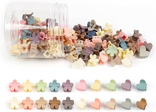 100Pcs Colorful Mini Flower Hair Clips Set, TEBIEKOY Small Hair Clips Mini Heart Hair Claw Clip Cute Jaw Clips Hair Pins Hair Barrettes Tiny Flower Hair Accessories for Women