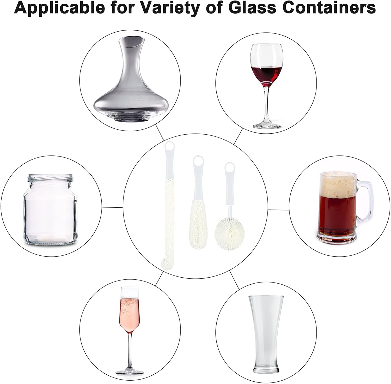 Boao 3 Pcs Wine Decanter Cleaning Brush with Stainless Steel Cleaning Balls image 5