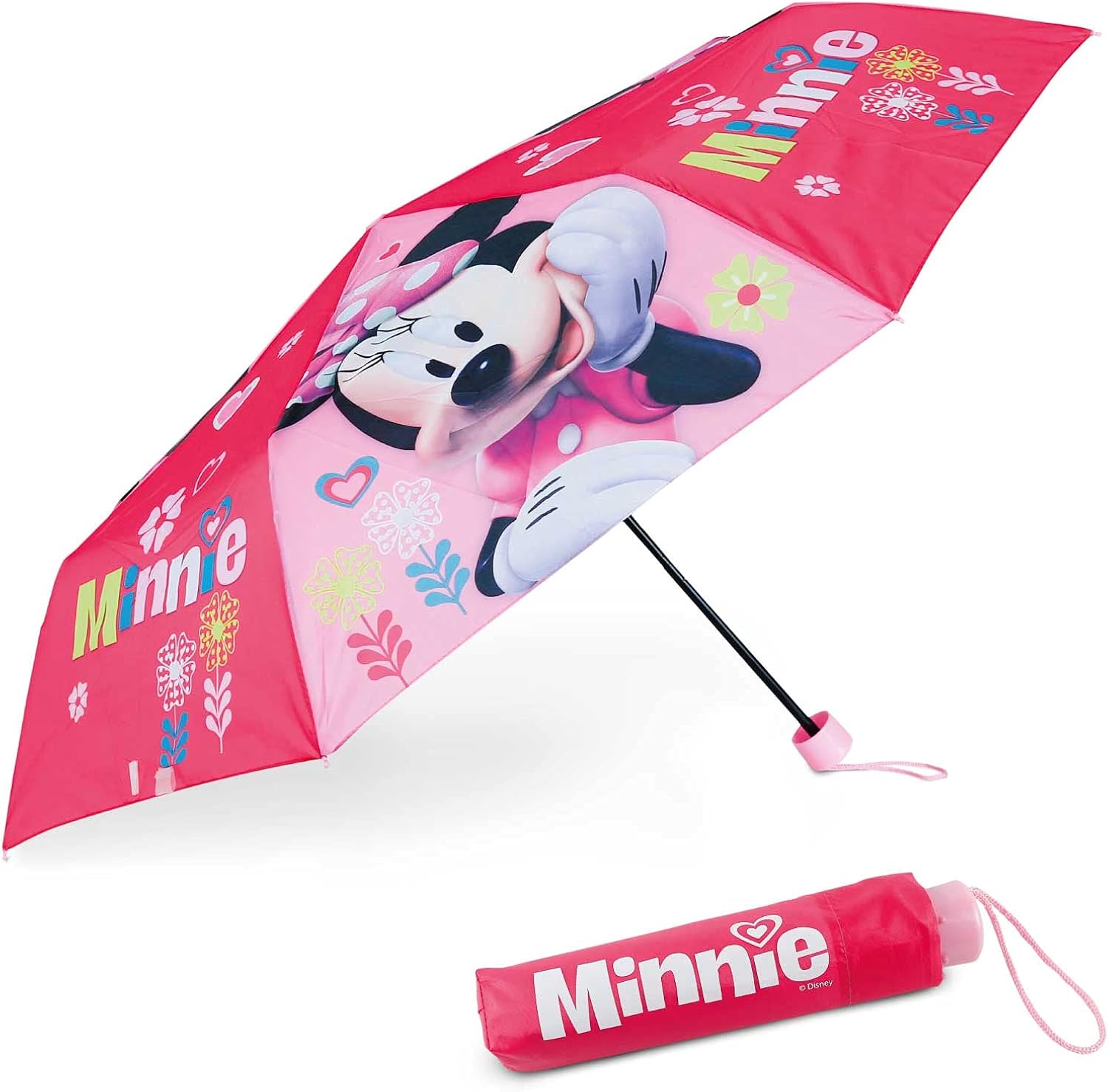 BONNYCO Parapluie Anti Tempete Enfant Minnie Mouse Parapluie Pliant pour Sac, Sac à Dos ou