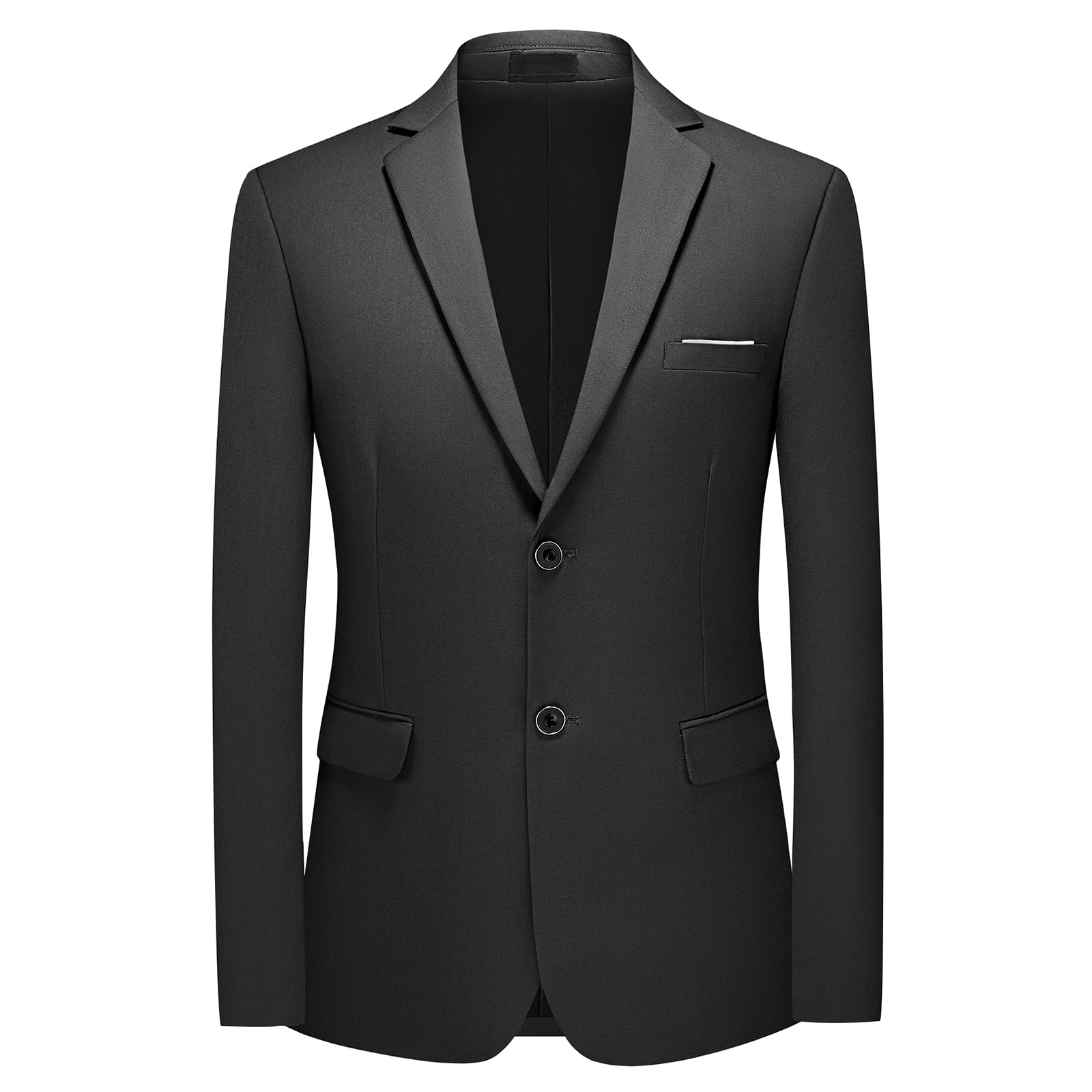 Completo da uomo in 2 pezzi classico a due bottoni, completo da lavoro, blazer e pantaloni con cravatta nera