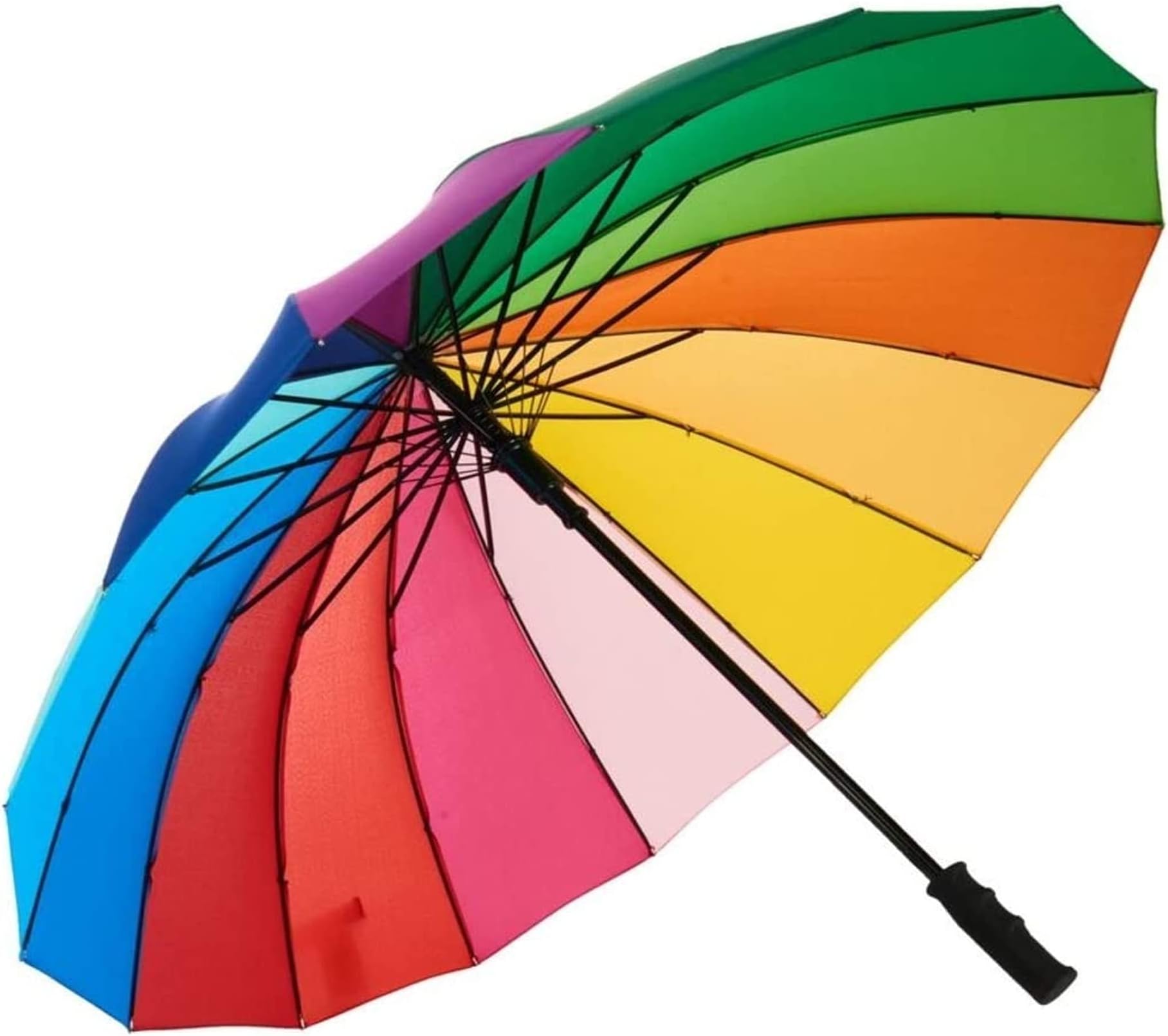 REZDAX Rainbow Umbrella, Rainbow Umbrella Large, Compact, Windproof, Auto Open, 16K Rainbow Umbrella for Kids, Girls, Women, Men (Straight Handle)