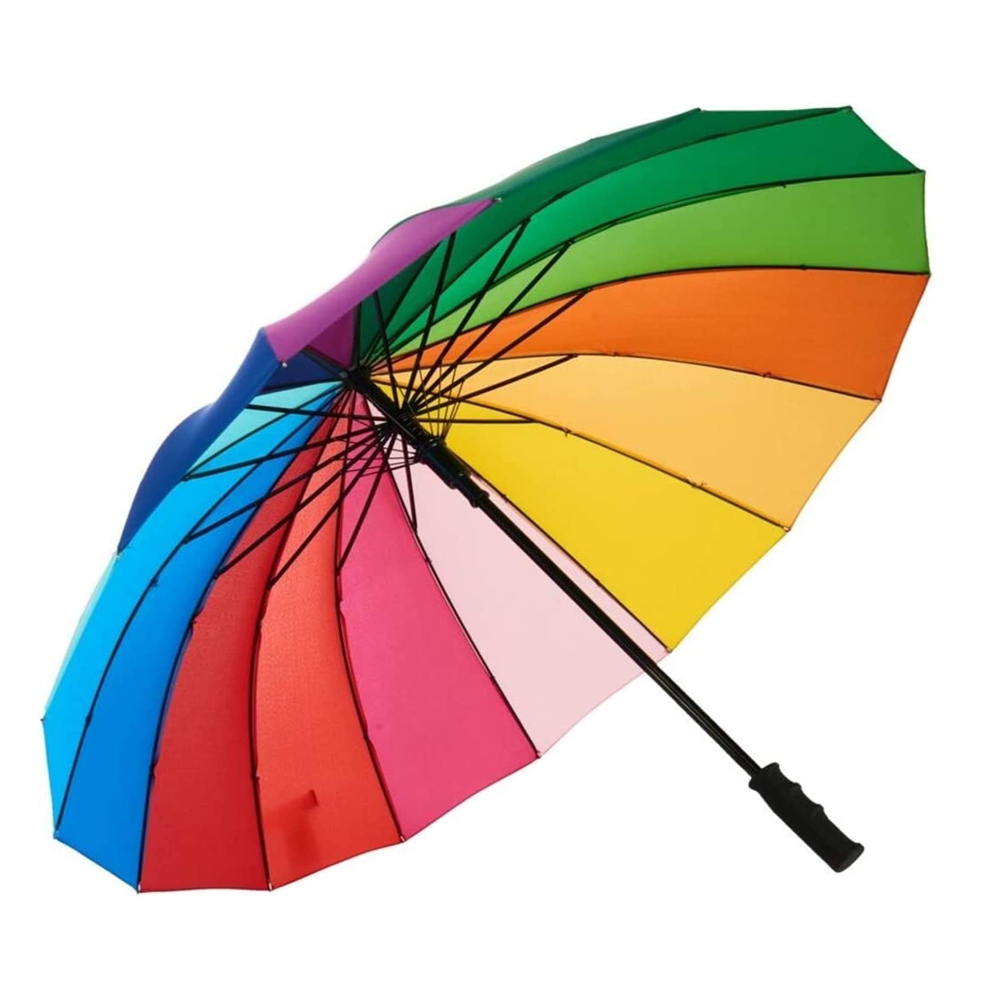 REZDAX Rainbow Umbrella, Rainbow Umbrella Large, Compact, Windproof, Auto Open, 16K Rainbow Umbrella for Kids, Girls, Women, Men (Straight Handle)