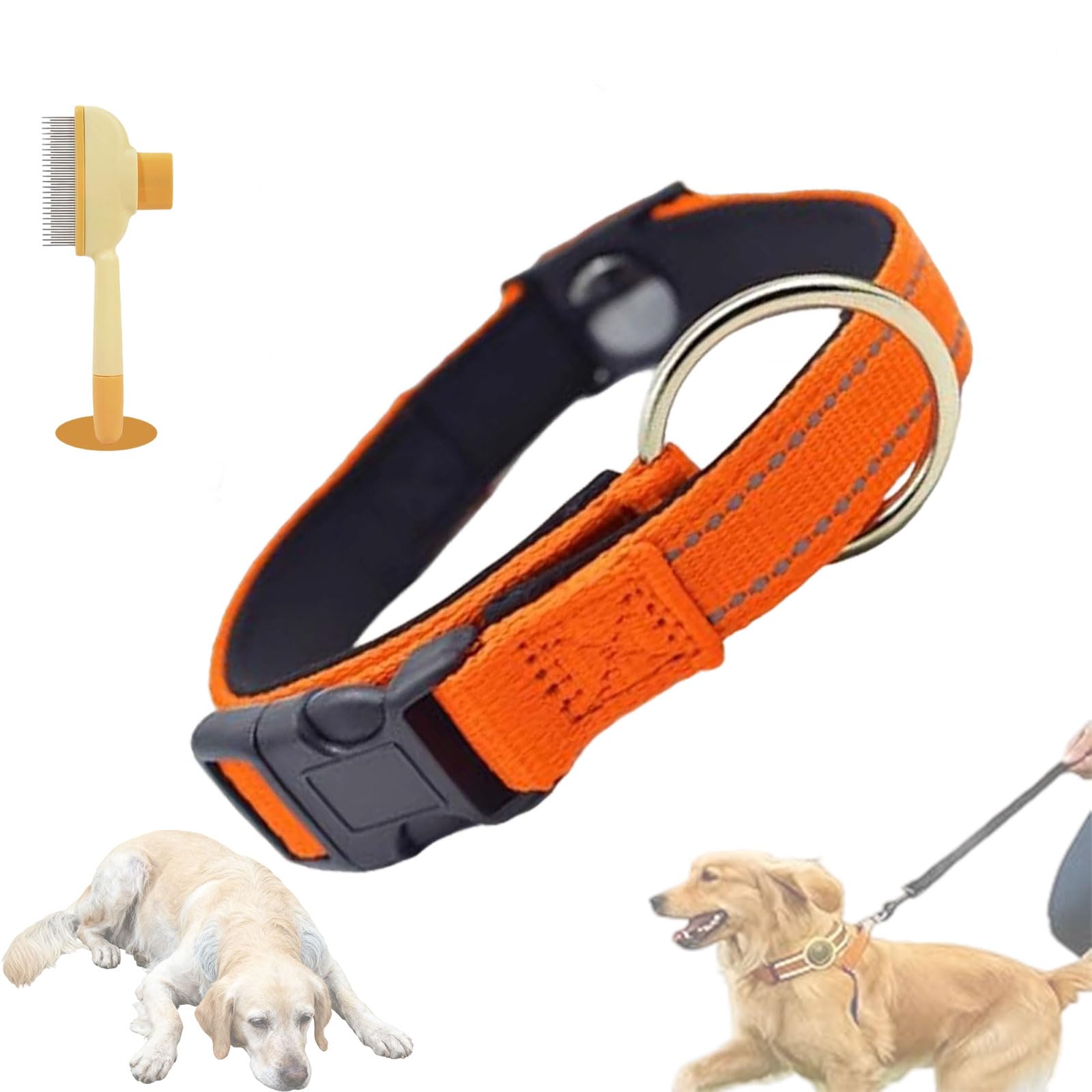 Magnetic Dog Collar, Collar For Senior Dogs, manufactured for Arthritis Relief, waterpoof, Breathable And Reflective Design (Orange)