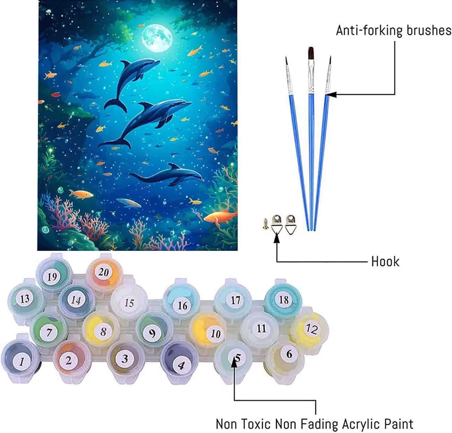 数字油画 月 数字塗り絵 初心者向け DIY paint by numbers 動物