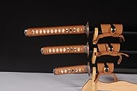 Vista 7 de Lyuesword Juego de espada samurái japonesa funcional completa Katana Wakizashi Tanto Set 3 piezas puede cortar árbol