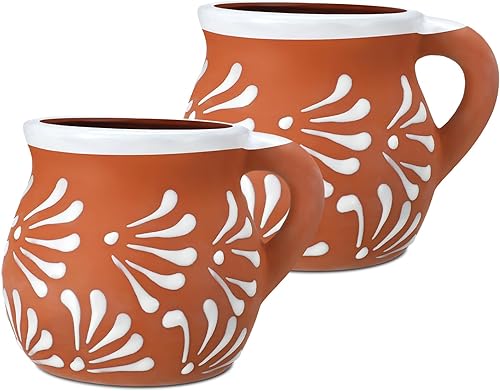 Baderke Paquete de 2 tazas de cerámica mexicana, tazas de café mexicano, tazas de arcilla para mujeres y hombres, cumpleaños, graduación, boda,