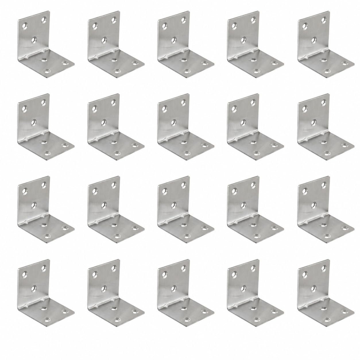 20 Pack 40x40x40mm Angle Brackets, Metal Steel L Brackets for Wood, Heavy Duty Reinforced L-Shaped Corner Brackets for Woodworking, Furniture Repair & Wall Fixing, Silver