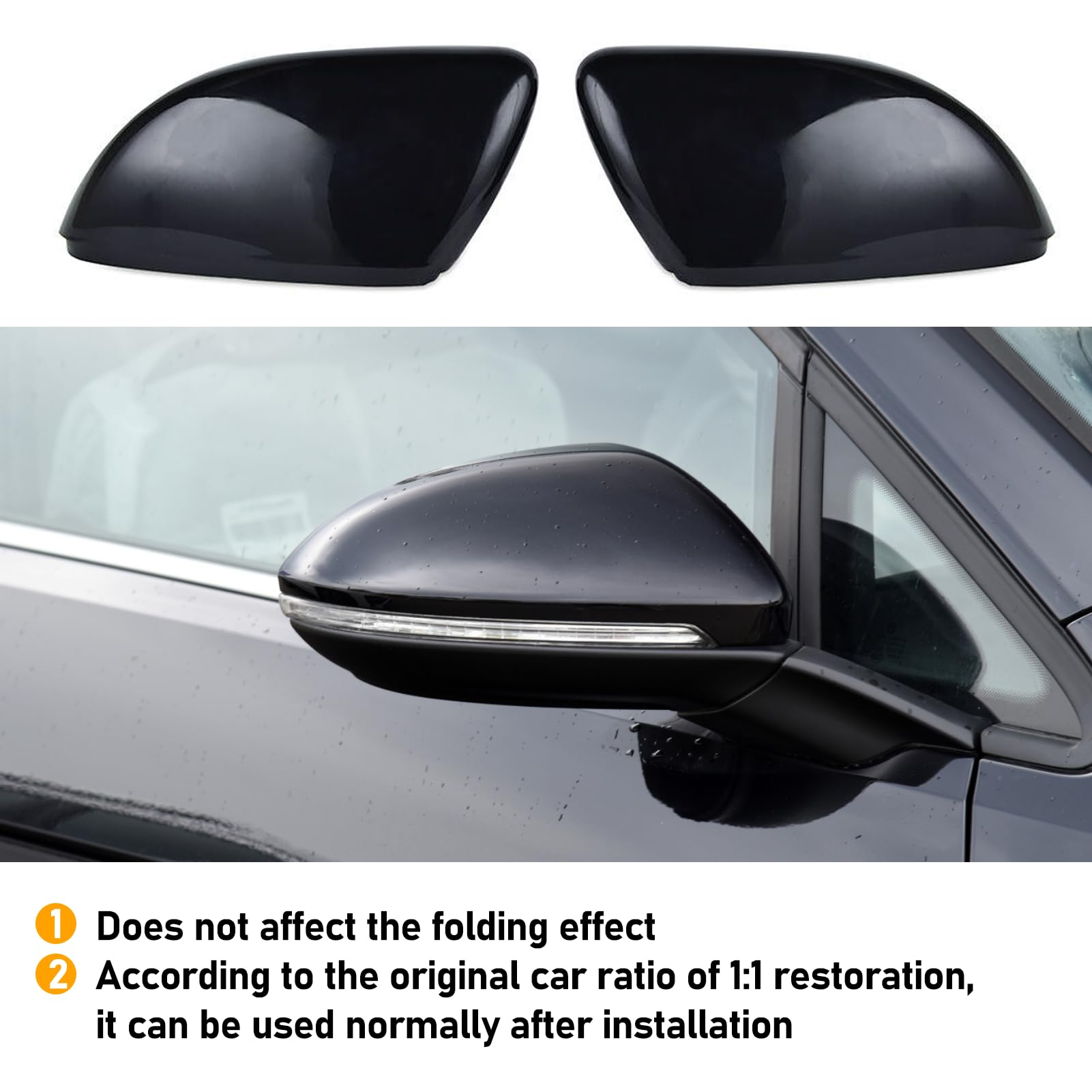 TTCR-II 2 PCS Compatible avec Coque de Rétroviseur VW Golf 7 Golf 7.5 2013-2018, Coques de Remplacement Rétroviseurs Auto Volkswagen Golf Hatchback/Estate/Alltrack Gauche + Droite-Noir