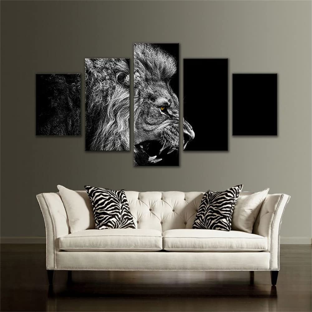 5D Diamant Peinture Lion Multi-Panneaux pour Décoration Salon | Kit Strass Point de Croix DIY