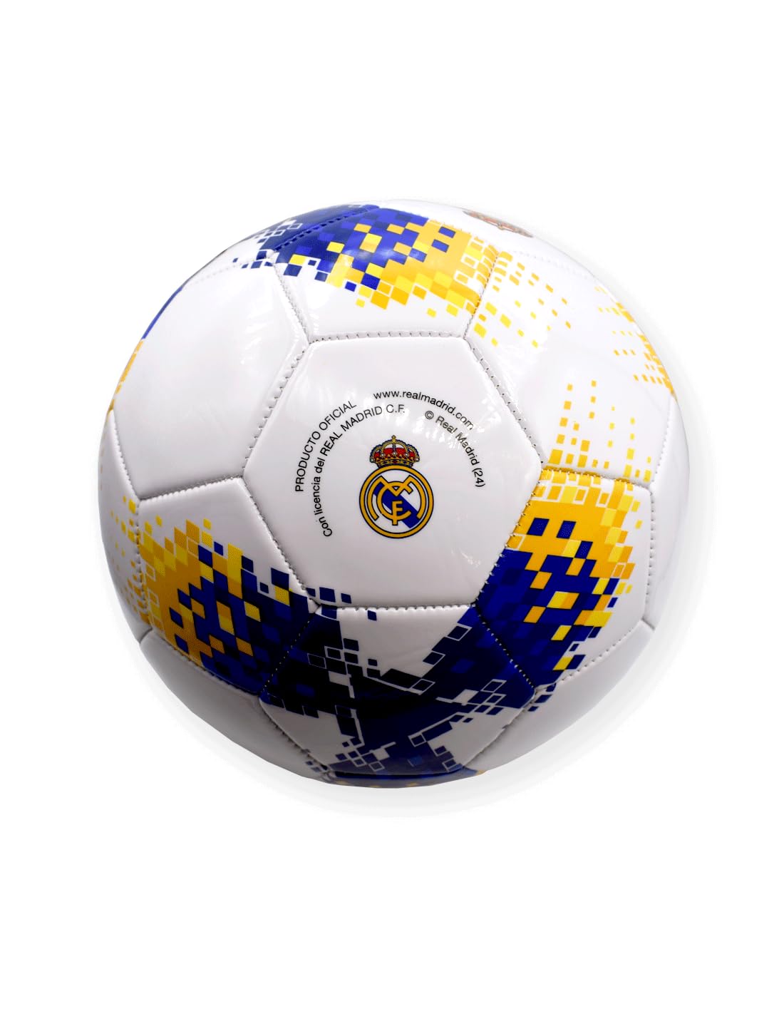 Real Madrid Balón diseño pixelado Talla 5 tamaño Similar al reglamentario Producto Oficial - 2