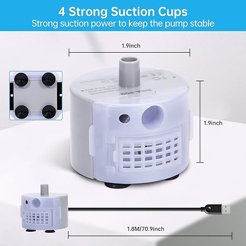 Miniatura 4 de Cat Water Fountain Pump, Replacement Pump for Stainless Steel Pet Water Fountain, Pet Fountain Pump for Adjustable Water Flow Water Dispenser, Ultra