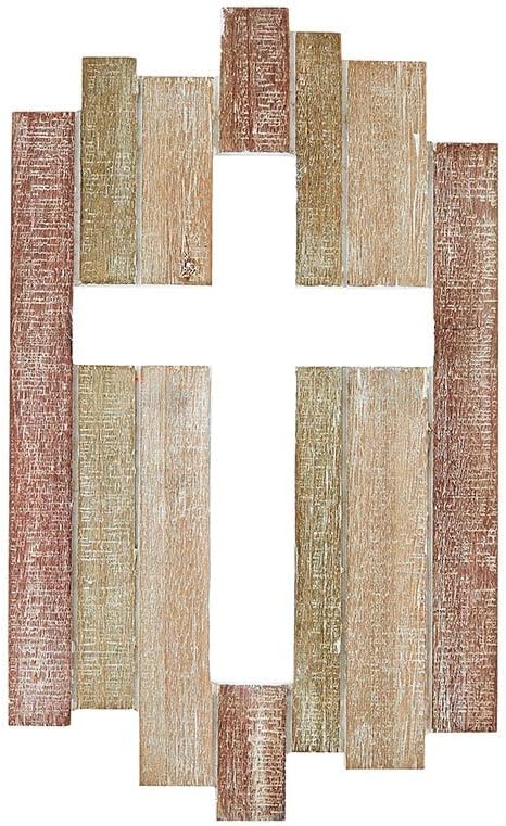 Creative Brands Rustic Wood Hanging Home, Church or Office Wall Cross at Faithworks, 15.75-Inch, Plank