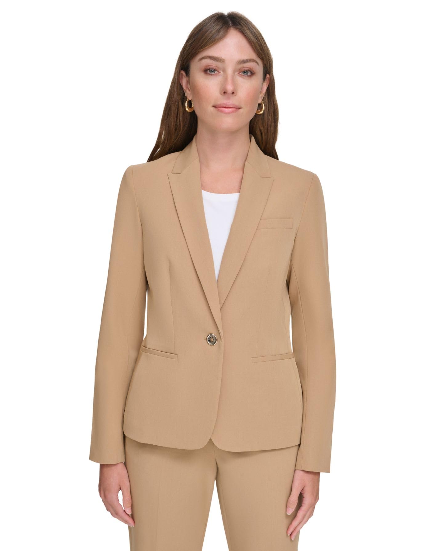 Tommy Hilfiger Women's One-Button Blazer, Tigers Eye, 10