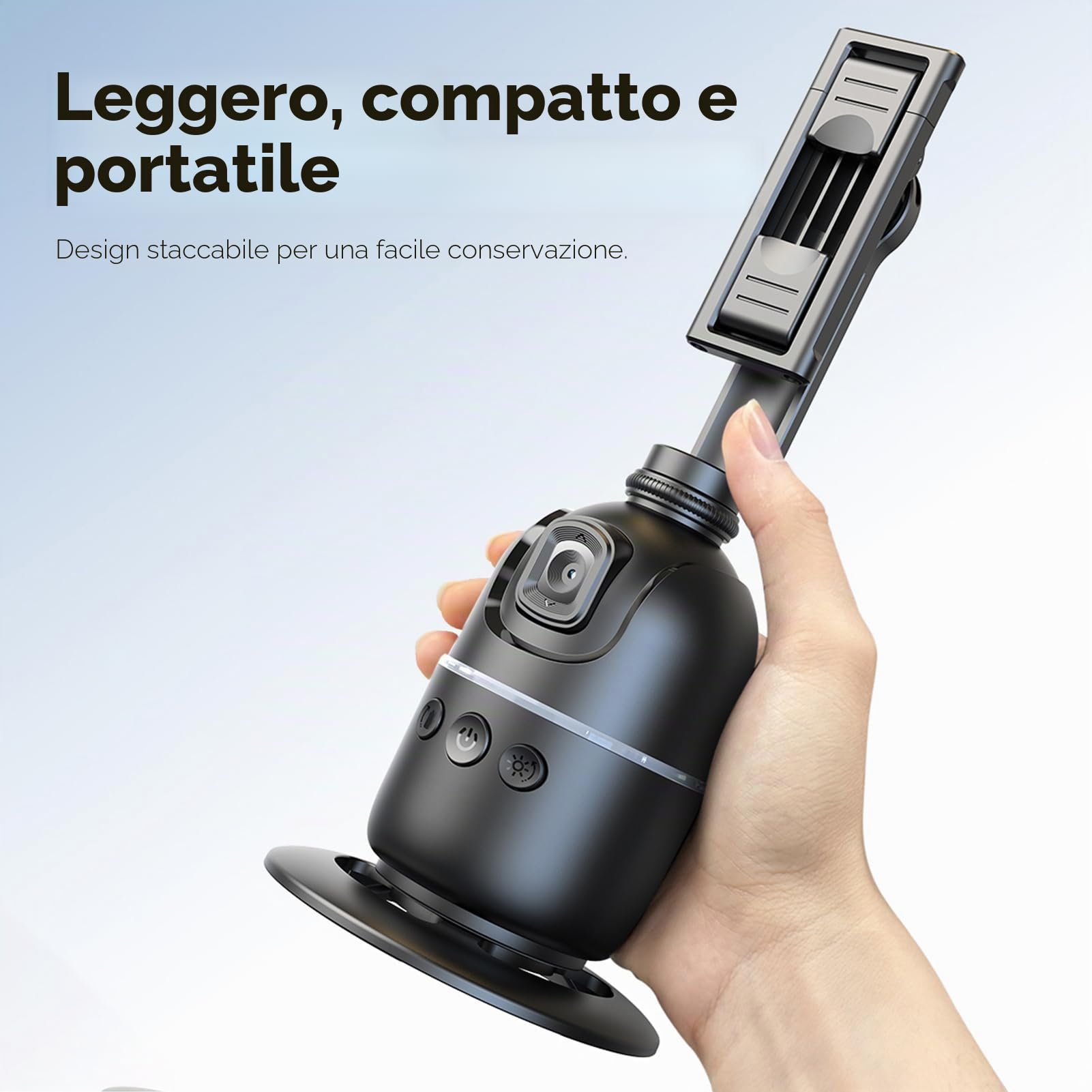 Andoer 360 ° Auto Face Tracking Gimbal con Morsetto Telefonico per Vlog e Live Streaming