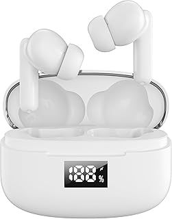 General GEB862 TWS Earbuds – ANC+ENC Noise Cancelling Wireless Earbuds, Bluetooth 5.3, 3D Spatial Audio, LED Display, HiFi Stereo – White