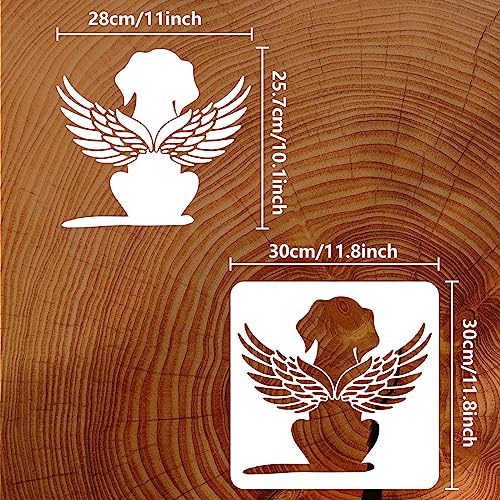 FINGERINSPIRE Angel Dog Painting Stencil 30x30cm Reusable Pet Dog Painting Template Angel Wing Cute Dog Drawing Decoration Stencil Animal Stencil for Painting on Wood Wall Fabric Furniture - Image 2