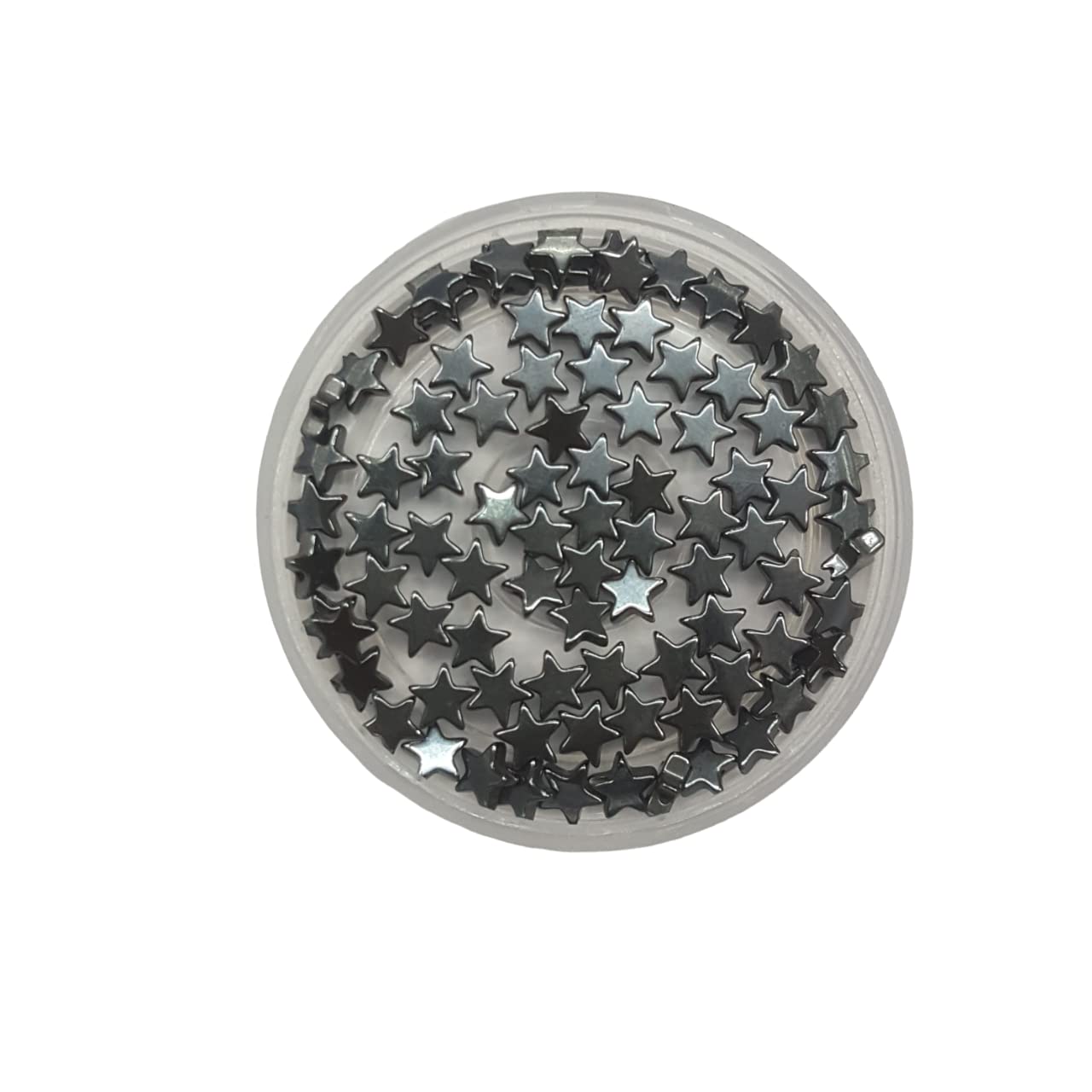 Jaipri 6mm, 60 Pcs Black Star Shape Gun Metal Beads, Spacers, Connectors, Components for Jewellery Making Embroidery and Craft Work