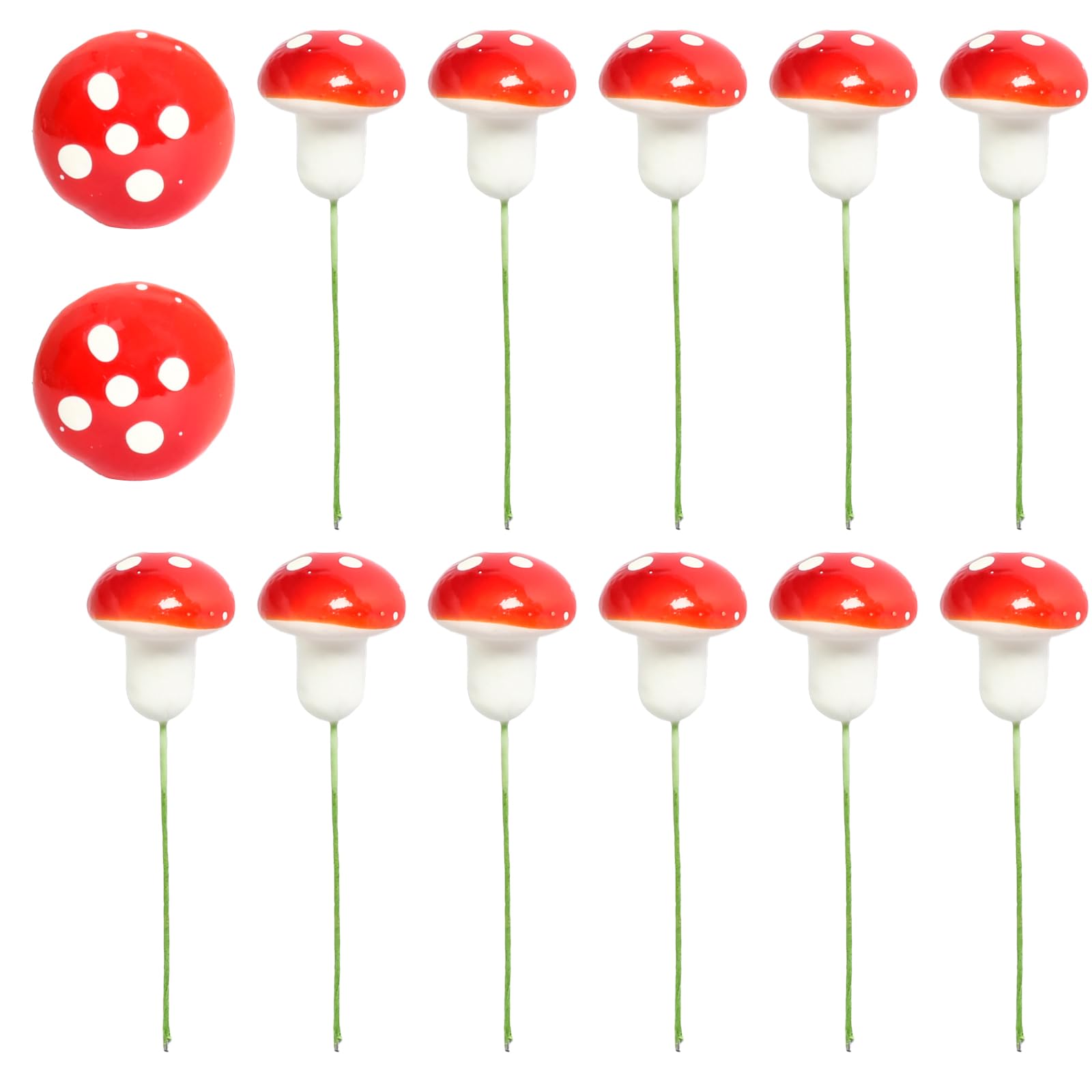 Rieoany 50PCS Mini Mushroom Ornaments 2.5cm, Fake Mushrooms for DIY Craft, Garden Decoration, Miniature Mushrooms for Terrariums, Fairy Gardens, Home Decor